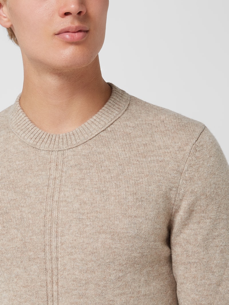 Pullover aus Lammwollmischung Modell 'Mablake' in taupe meliert