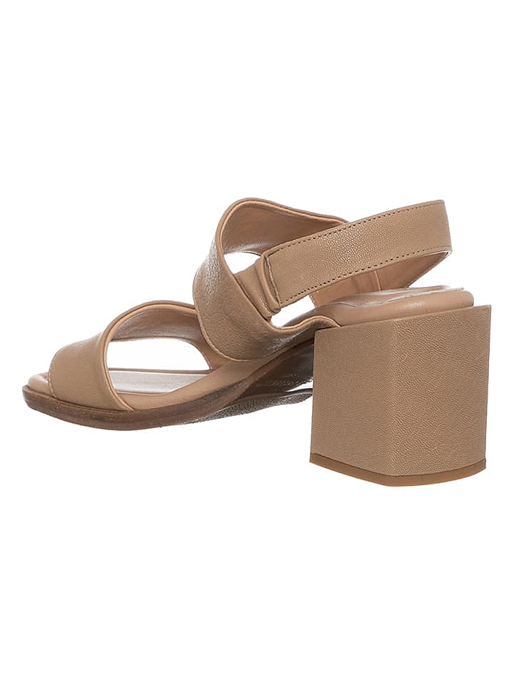 Cafe Noir Leder-Sandaletten in Beige günstig kaufen 38