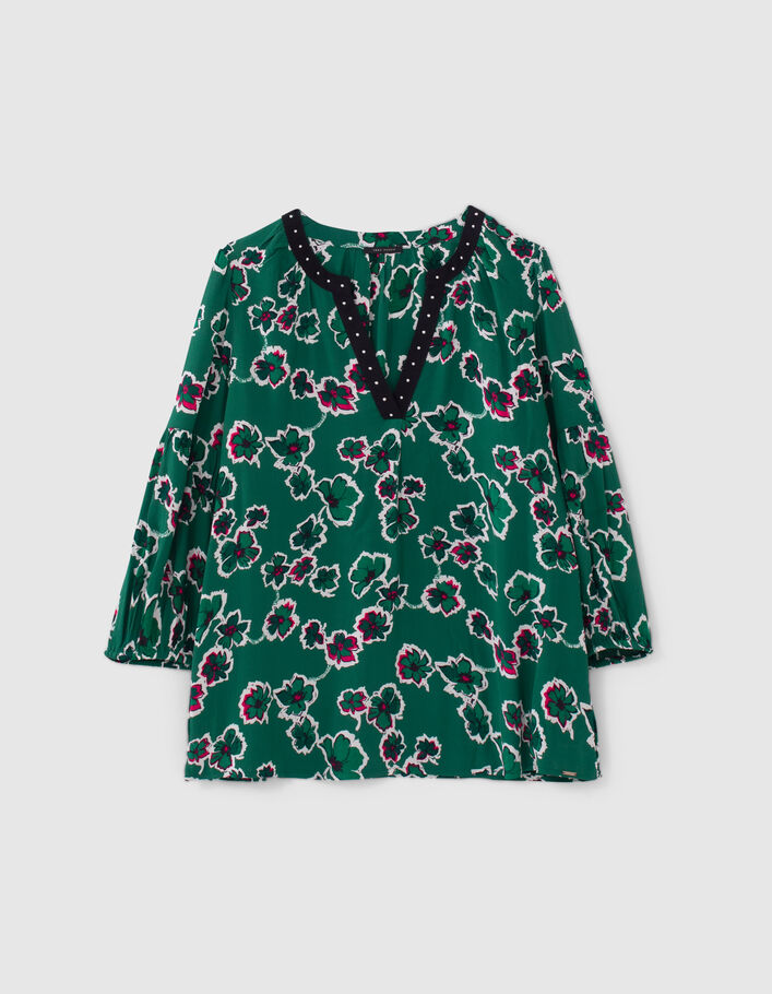 Blouse verte imprimé maxi floral Femme