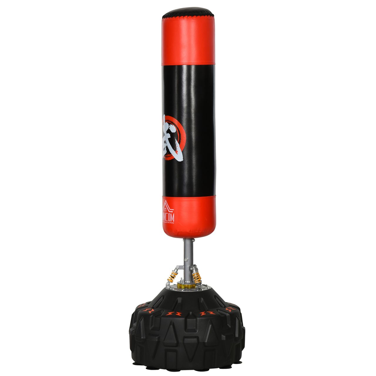HOMCOM Standboxsack Erwachsene Freistehender Training mit Saugfuß Schwarz Rot 60x60x180 cm