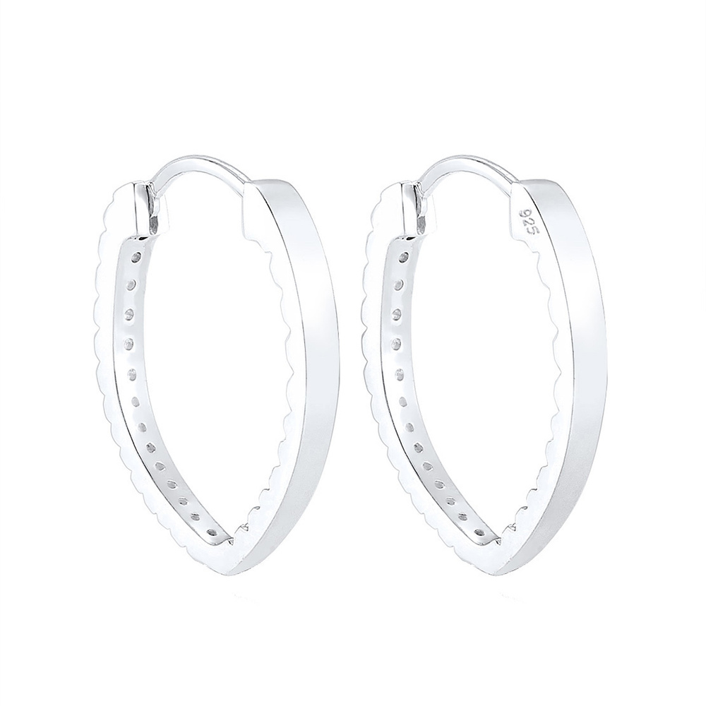 Elli Elli Boucles d'Oreilles Femmes Créoles Elegant Ovale avec Cristaux de Zirconium e Boucles d'oreilles
