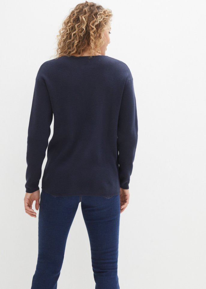 Essential Milano Rib Pullover mit V-Ausschnitt