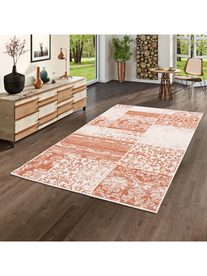 Pergamon In & Outdoor Teppich Carpetto Patchwork in Terracotta günstig kaufen