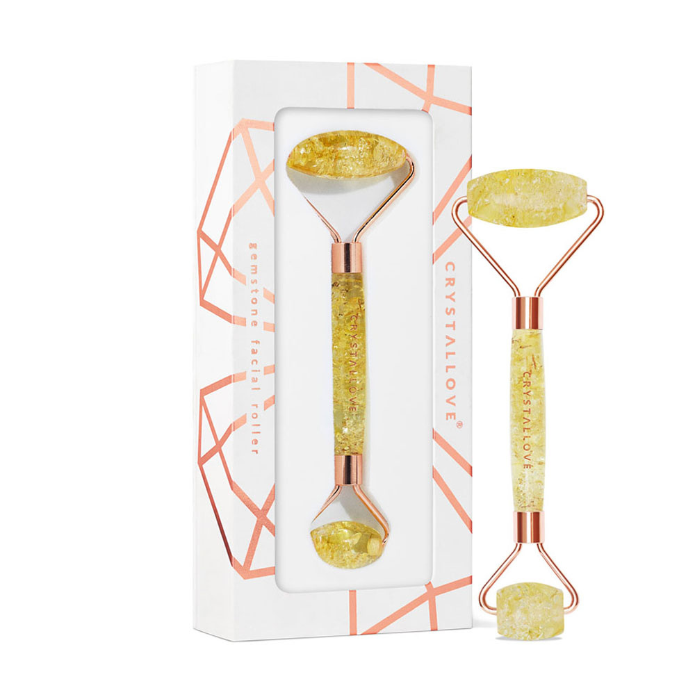 crystallove CRYSTALLOVE Citrine amber roller Roller pour massage du visage