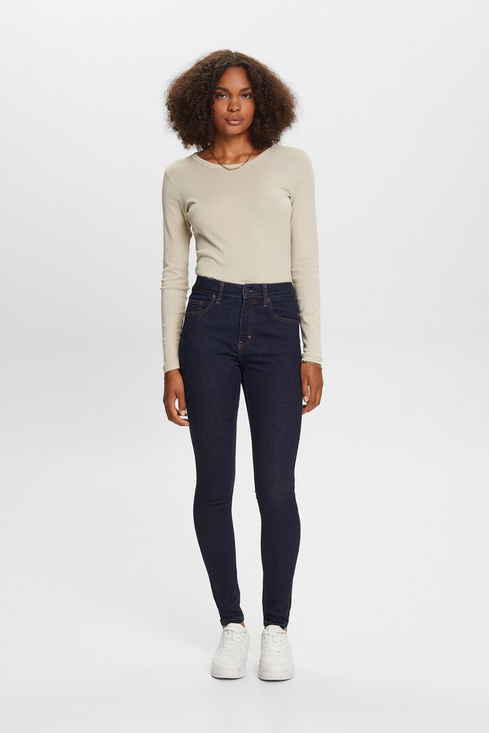 Skinny Jeans mit hohem Bund, Baumwollstretch