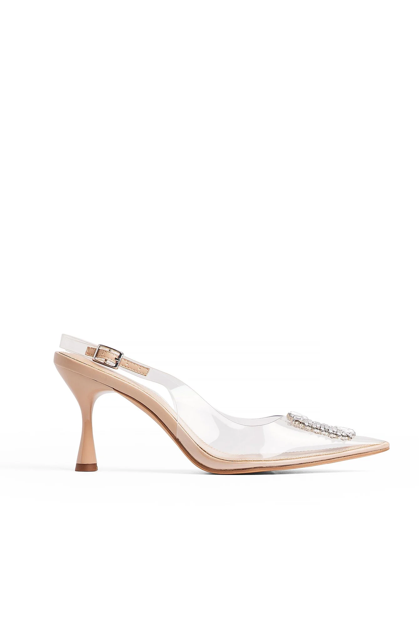 Transparente Glitzer-Pumps mit Schnalle