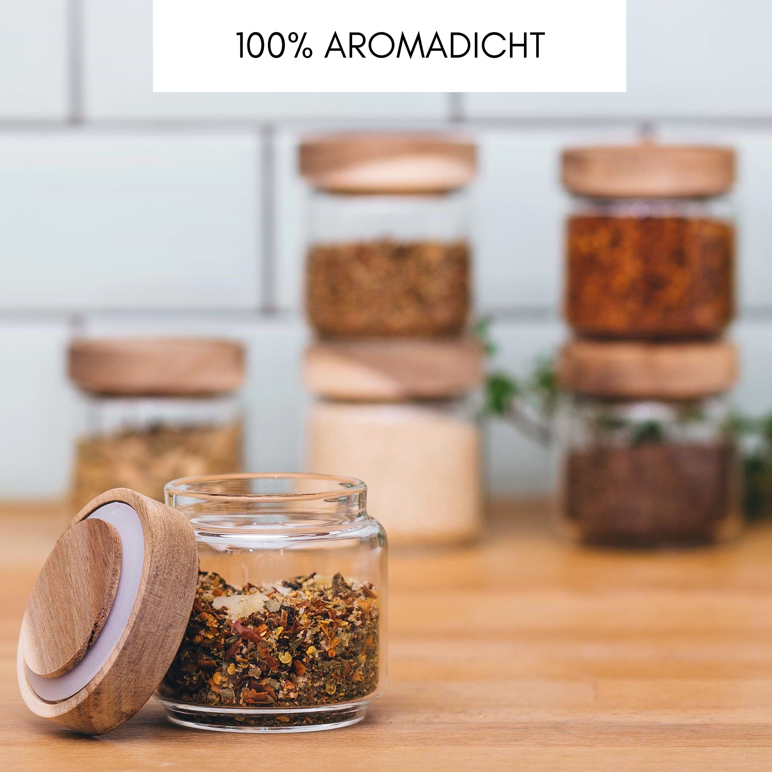Econovo Vorratsglas, (Set, 6-tlg., stapelbar & luftdicht), Vorratsgläser mit Deckel für Lebensmittel groß & klein