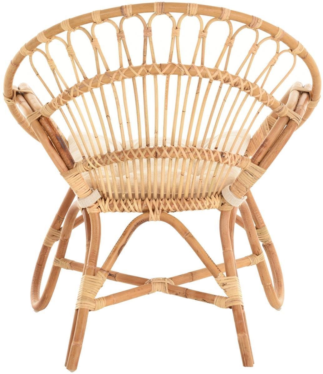 Krines Home Rattanstuhl Set/2 Korbsessel mediterran Lounge Rattansessel Natur Rattan (Tropic), Korbstuhl mit Armlehnen Wintergarten