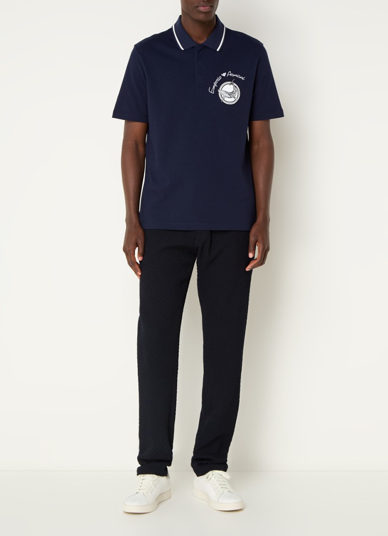 Tricou polo Emporio Armani cu croială clasică din piqué de bumbac brodat