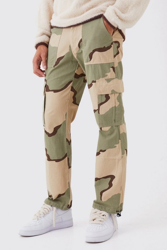 Camouflage Hose mit geradem Bein