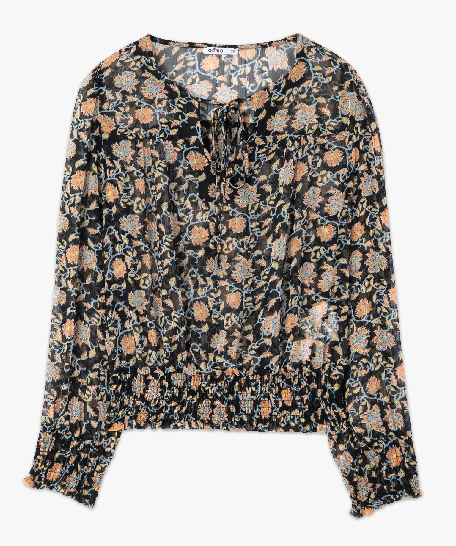 Blouse femme imprimée à manches longues imprime | GEMO