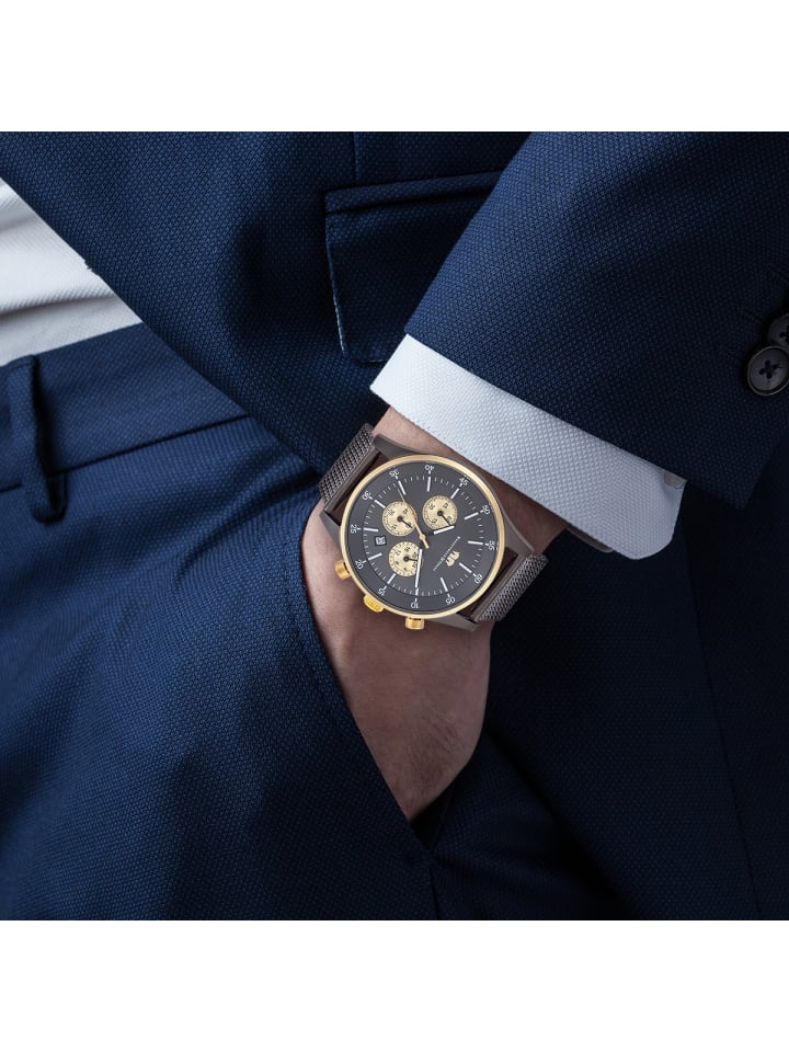 Rhodenwald & Söhne Herren Chronograph gelbgold Edelstahl anthrazit in anthrazit günstig kaufen 23 cm