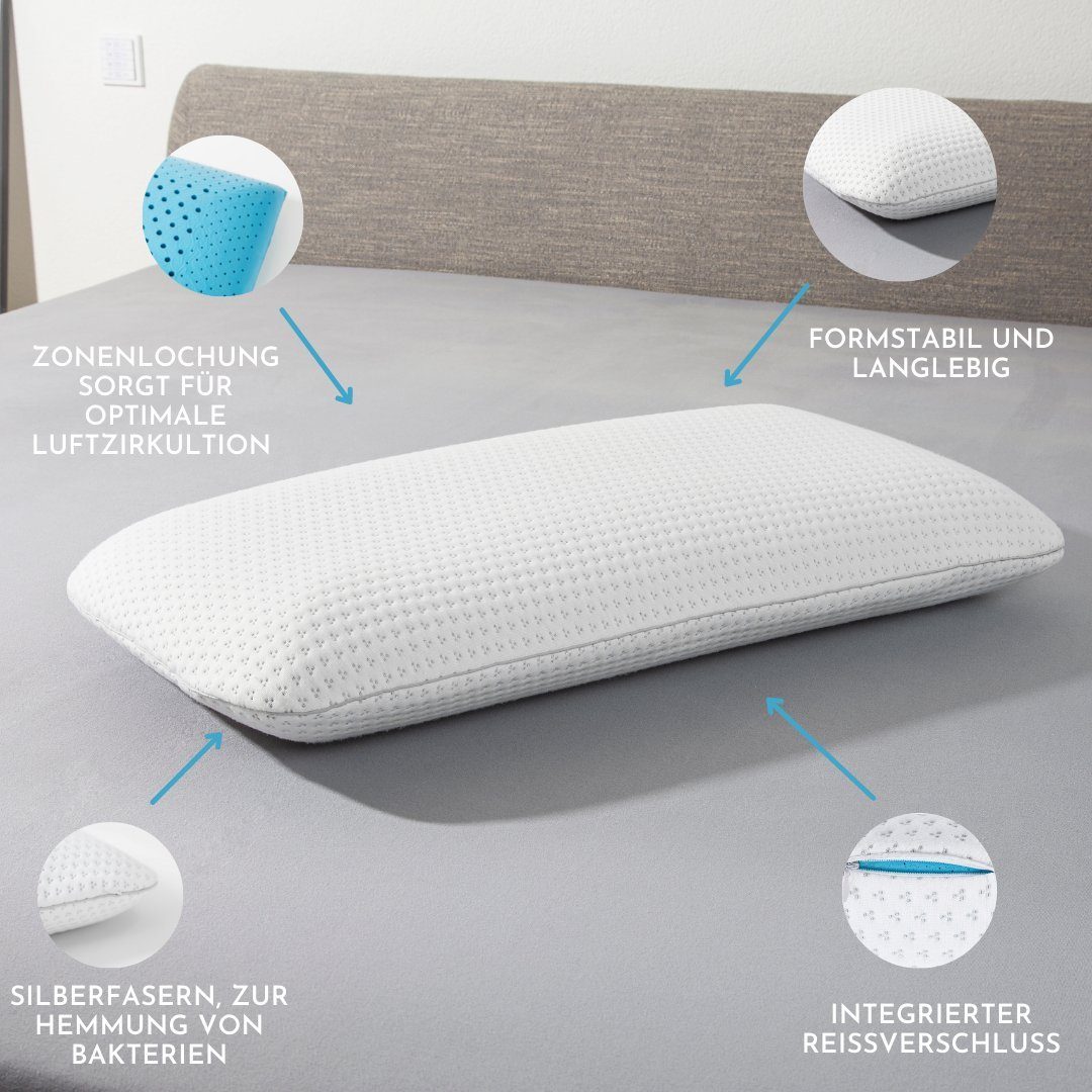 Nackenstützkissen Eazzzy Schaumkissen, Genius, Füllung: 99% Polyester, 1% sonstige Fasern, Seitenschläfer, Rückenschläfer, Bauchschläfer, kühlender Gelschaum - gegen Nackenschmerzen