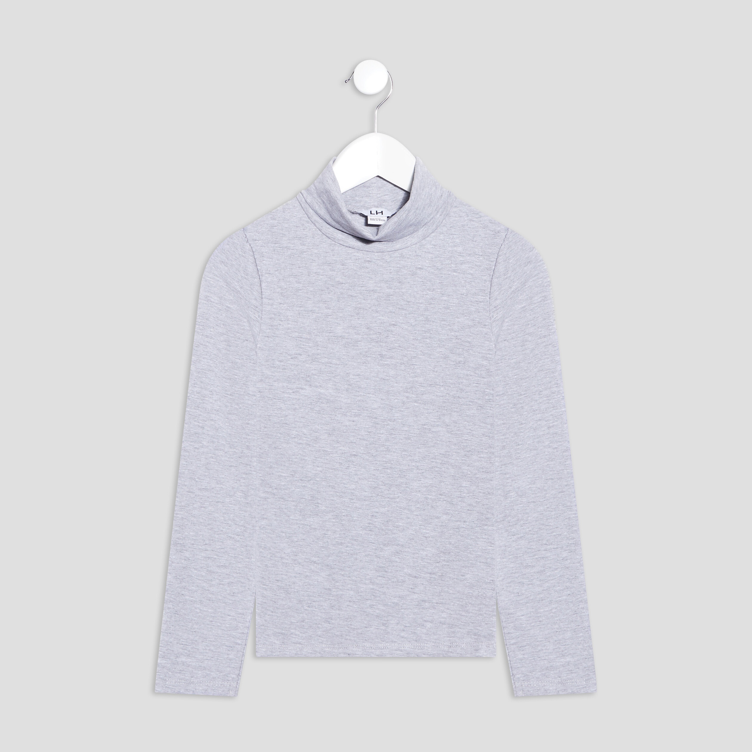 T-shirt col roulé manches longues gris fille | La Halle