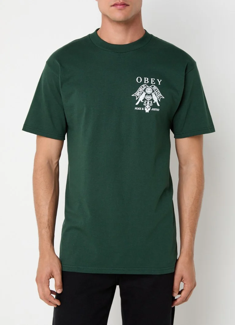 Obey Birds Of Justice T-krekls ar logotipu un apdruku aizmugurē
