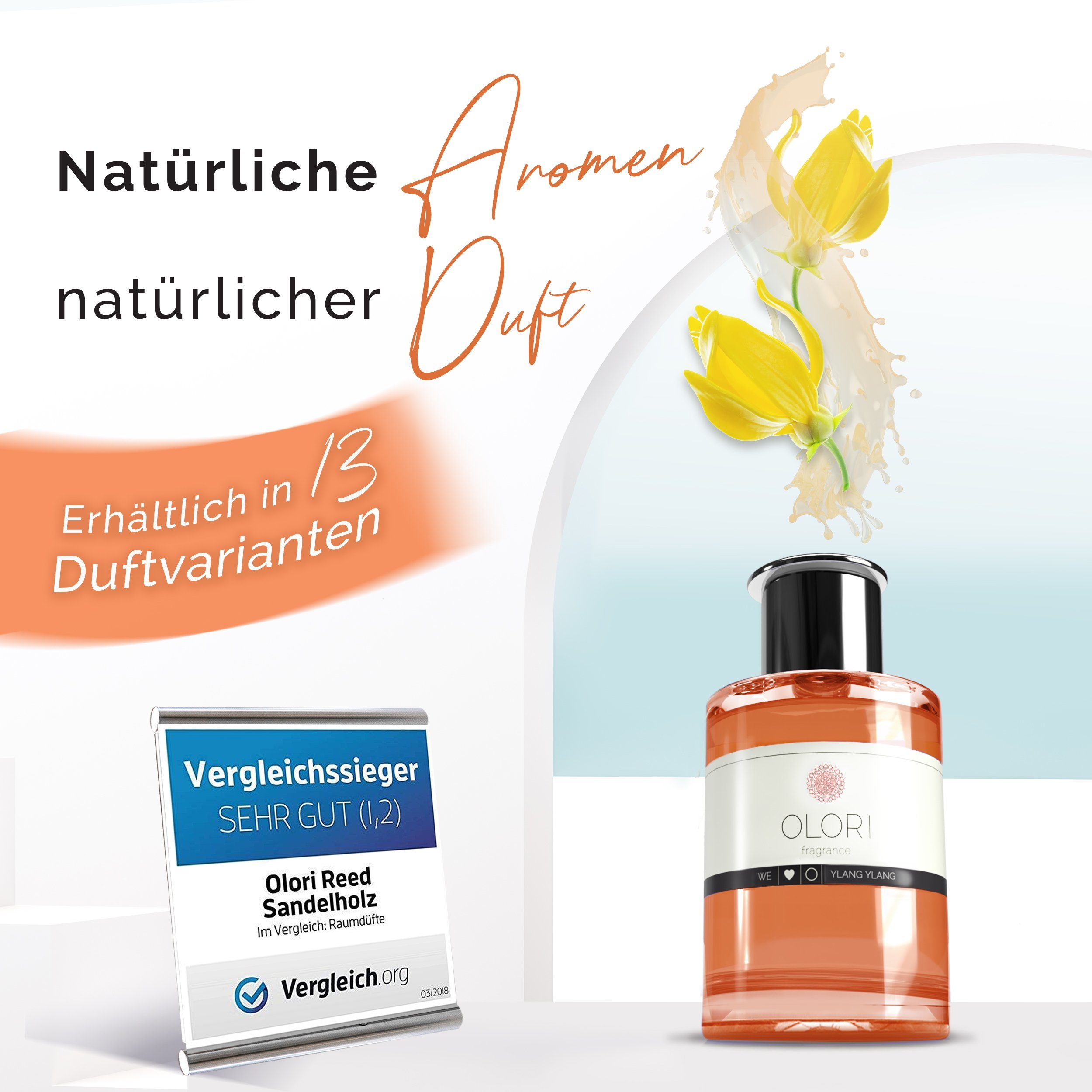 OLORI Raumduft Diffuser I Ylang Ylang I mit ätherischen Ölen I 200 ml (1-St)