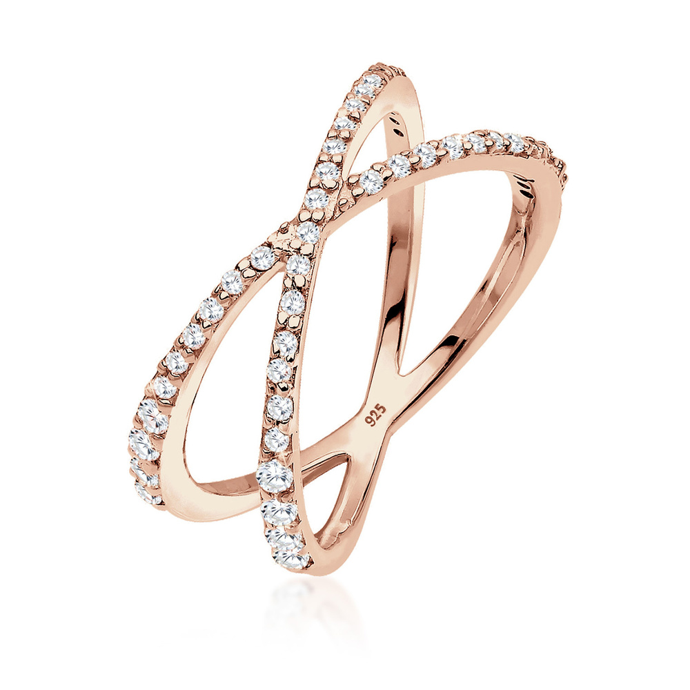 Elli Elli Bague Femmes Enroulement X avec Cristaux de Zirconium en Argent Sterling 925 Bague