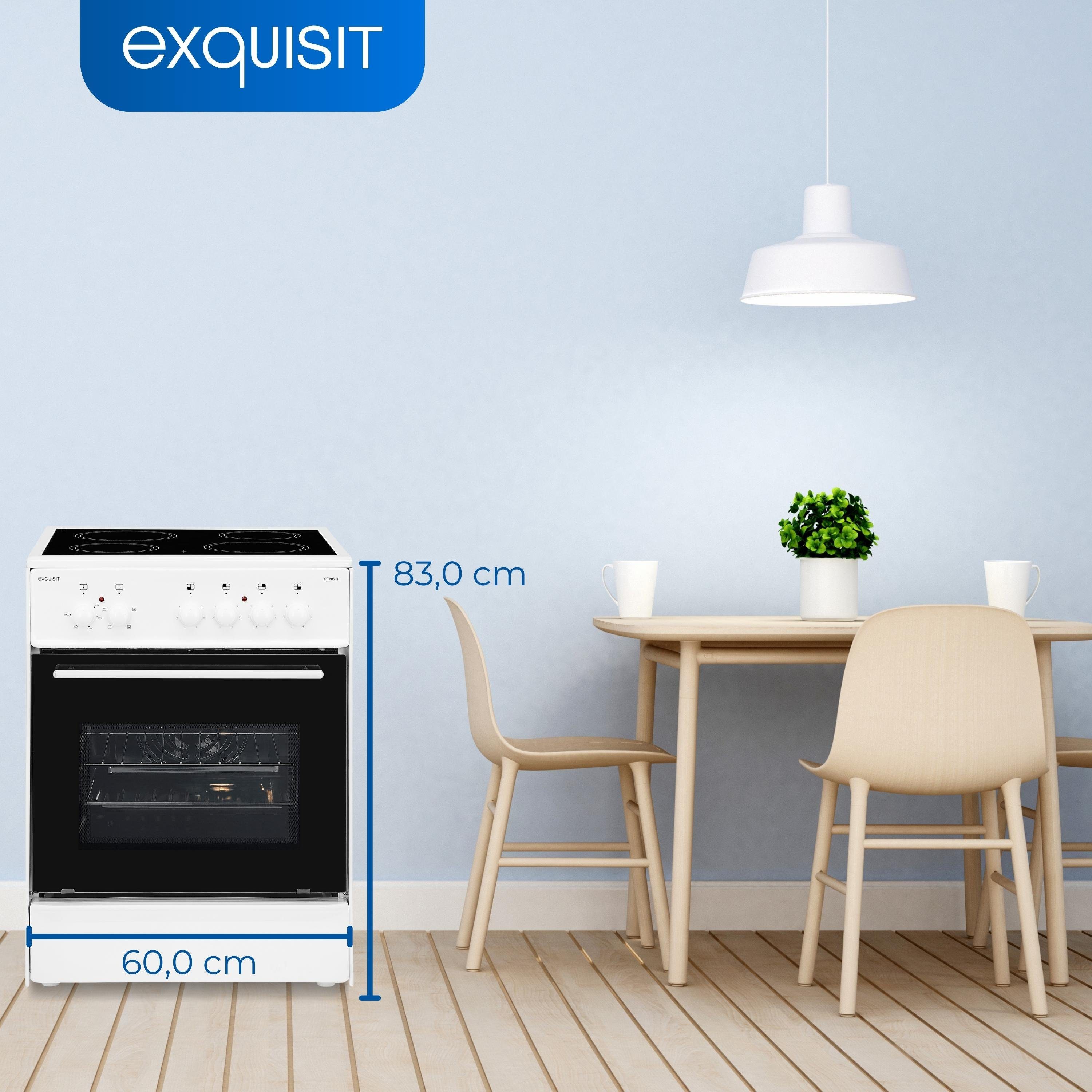 exquisit Elektro-Standherd ECM 6-4, inkl. ausziehbarer Geschirrwagen, klassisches Design, Umluft