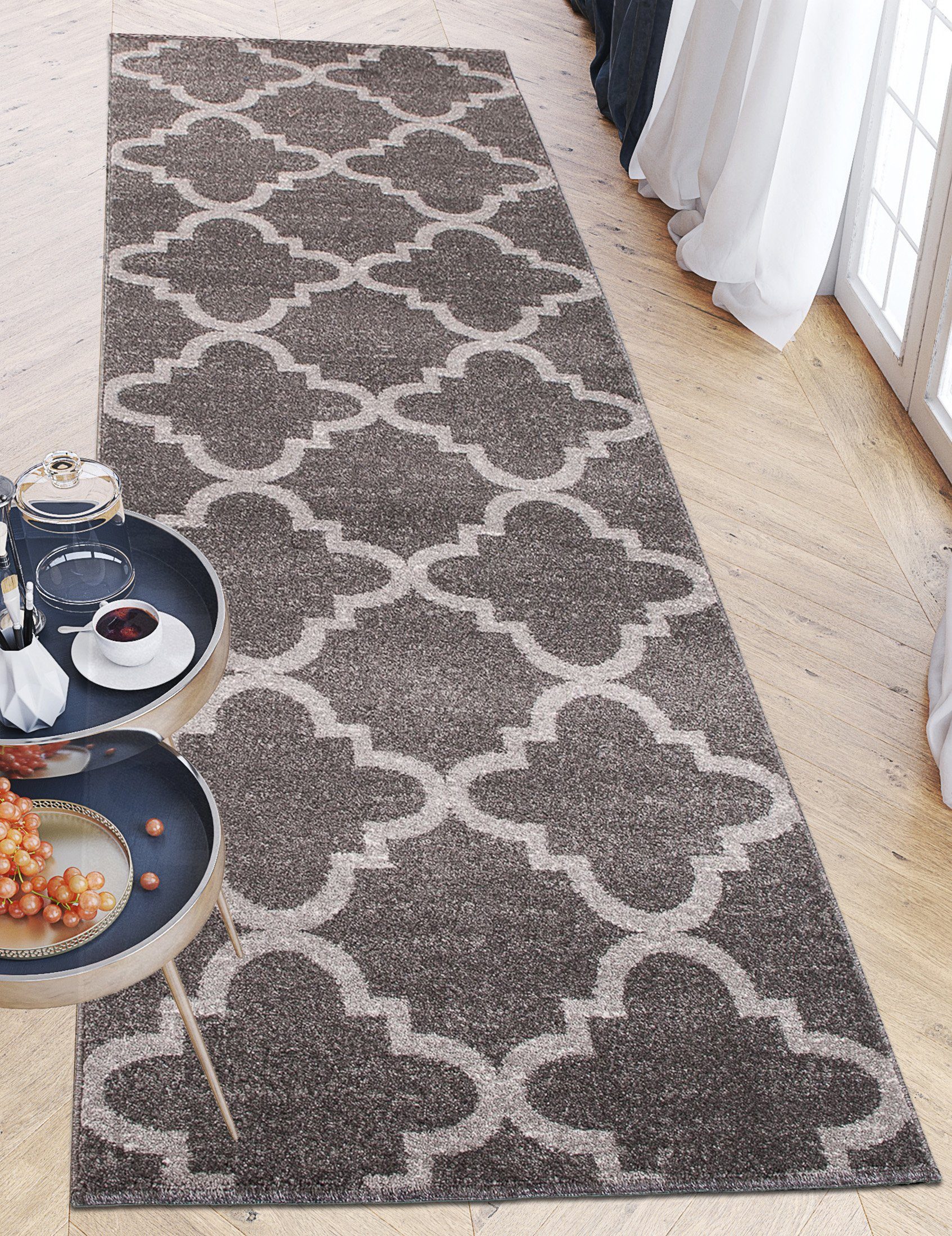 Läufer Läufer Flurläufer Modern für Vorzimmer, Küche - Grau, Mazovia, 100 x 100 cm, Kurzflor, Meterware, Höhe 10 mm, Kurzflor - niedrige Florhöhe