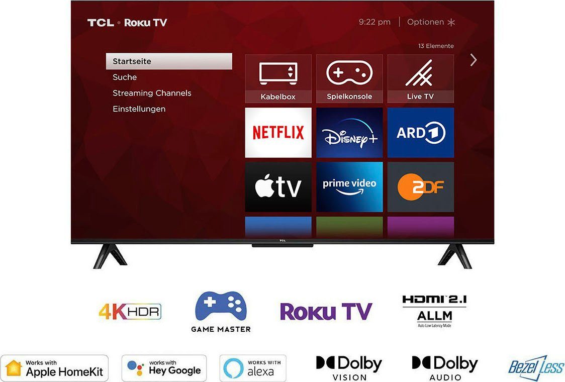 TCL 65RC630X1 QLED-Fernseher (164 cm/65 Zoll, 4K Ultra HD, Smart-TV, HDR Pro, HDR10+, Dolby Vision, Game Master, HDMI 2.1, ONKYO Sound)