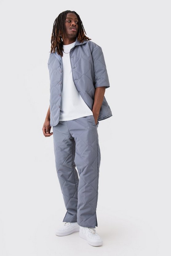 Gesteppte Hose mit geradem Bein