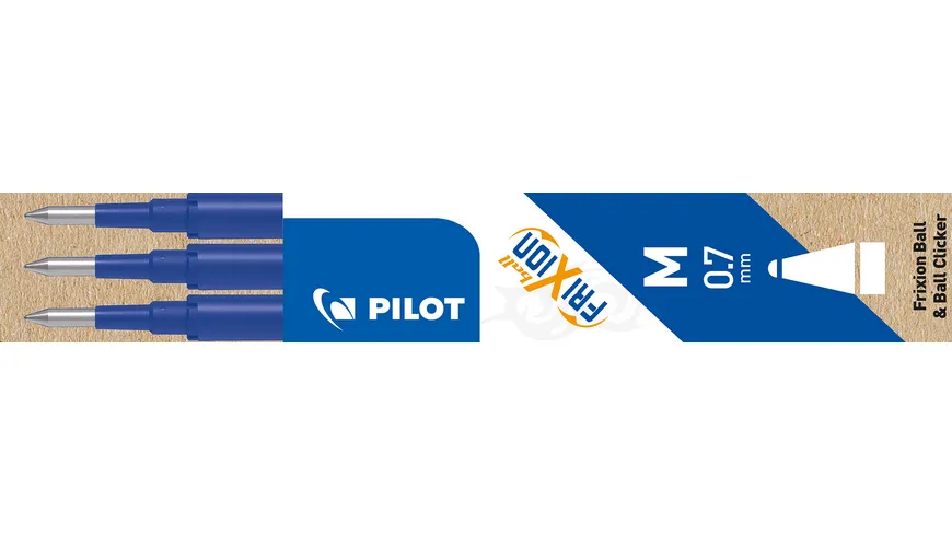 PILOT Tintenroller FriXion Clicker 0.7 (M) + Mine Blau 3er Blister blau
