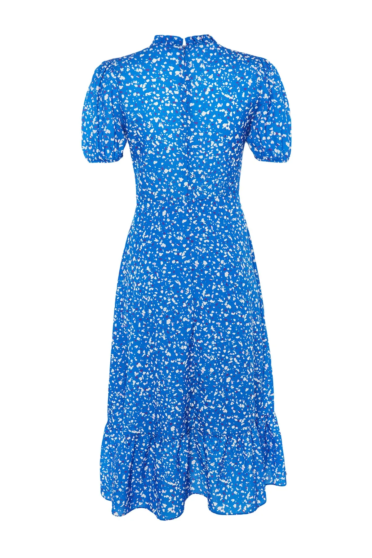 Trendyol Collection  Blaues, geblümtes, gewebtes Midikleid in A-Linie TWOSS20EL0894