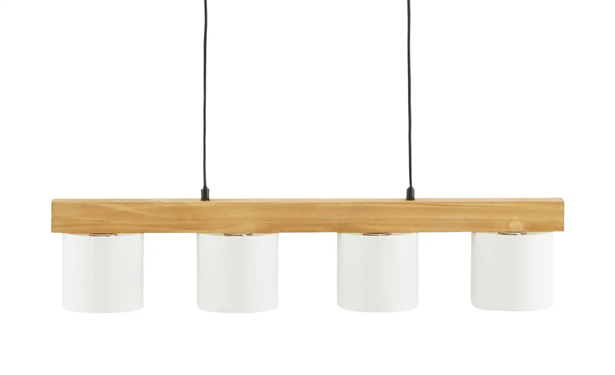 Trio Pendelleuchte, 4-flammig, Holz/ Stoffschirm schwarz/goldfarben