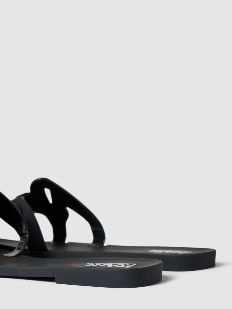 Pantoletten mit Label-Detail Modell 'JELLY' in schwarz