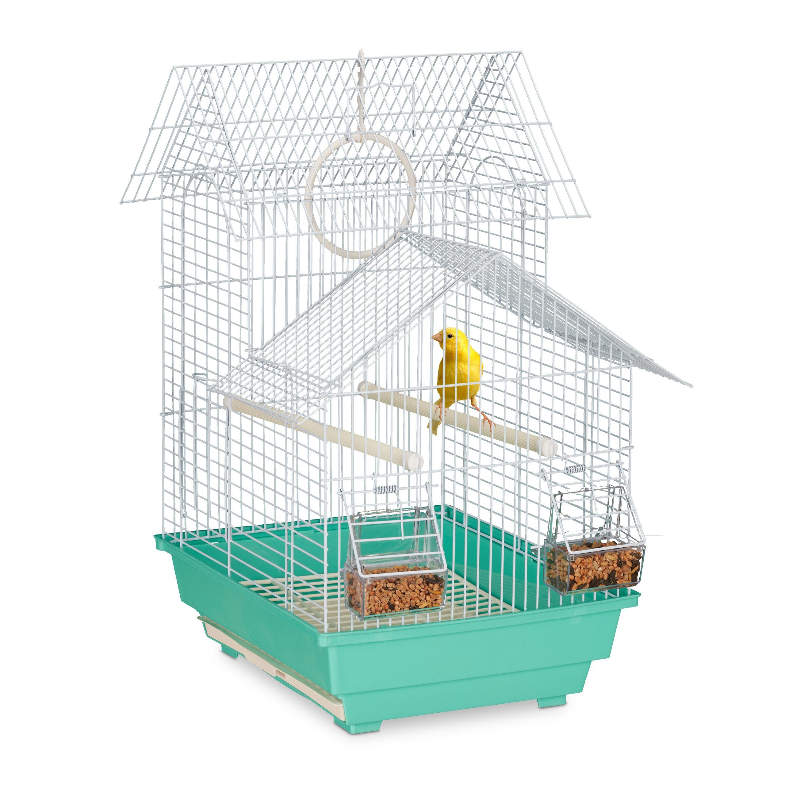 relaxdays Vogelkäfig Vogelkäfig mit Spitzdach, Grün
