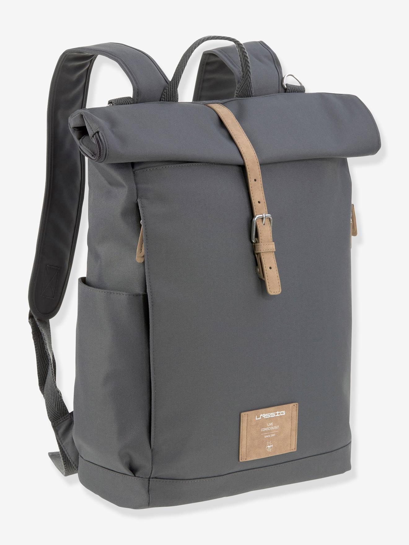 Sac à dos à langer Green Label LÄSSIG Rolltop gris anthracite
