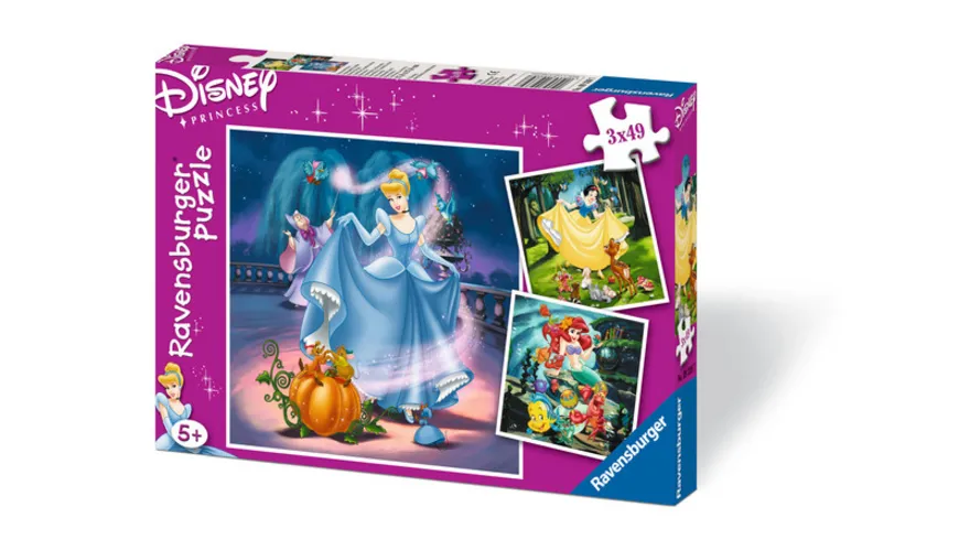 Ravensburger Puzzle - Schneewittchen, Aschenputtel, Arielle, 3x49 Teile