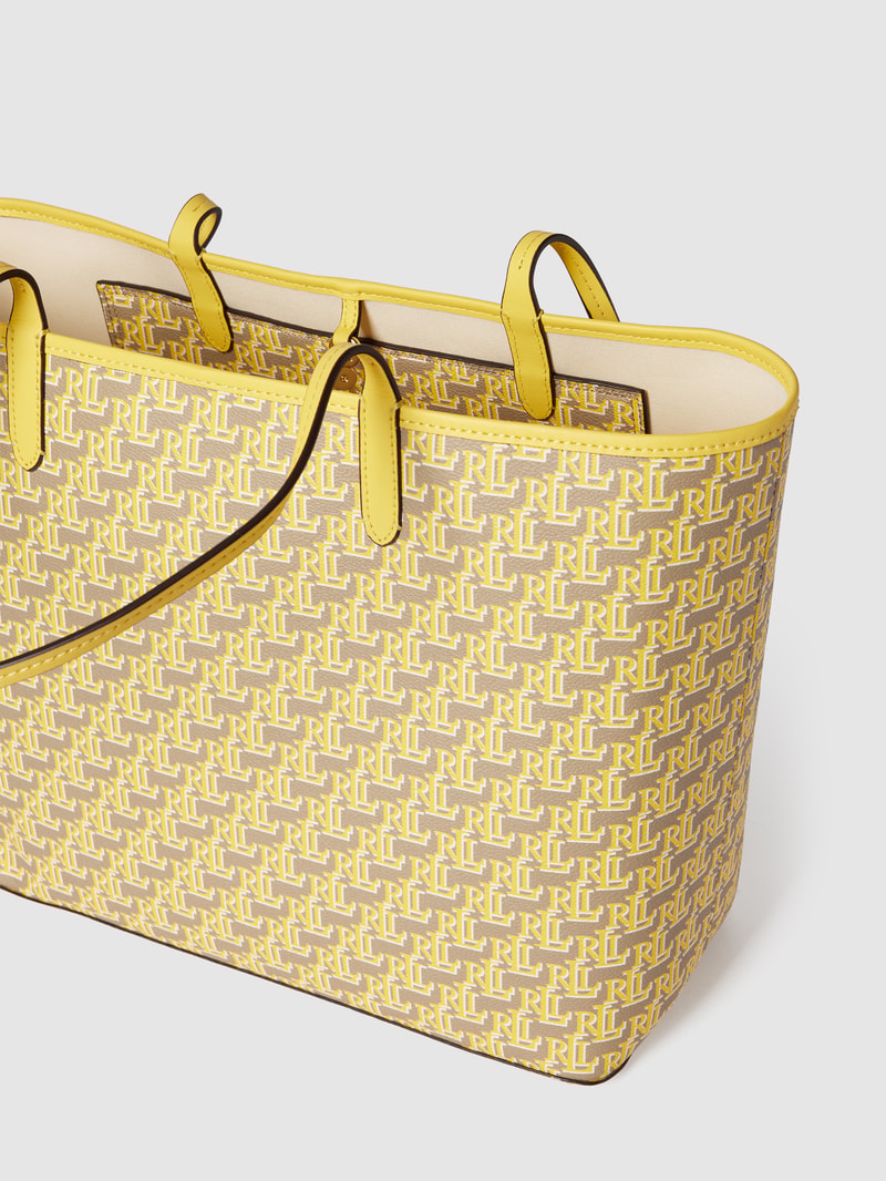 Tote Bag mit Allover-Label in gelb