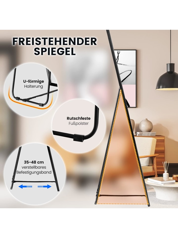 COSTWAY Ganzkörperspiegel 160x40cm in Schwarz günstig kaufen onesize