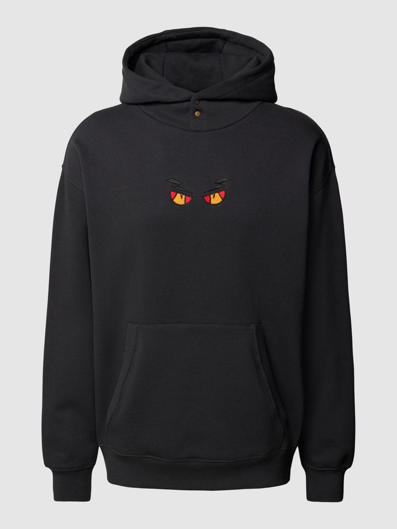 Hoodie mit Motiv-Stitching Modell 'MALAPARTE' in schwarz