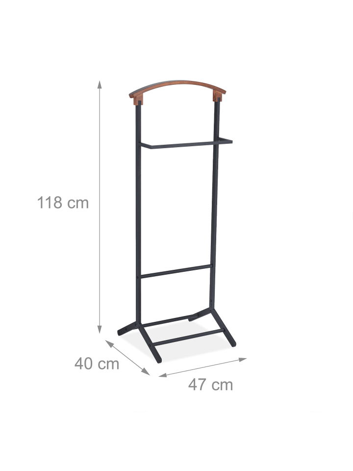 relaxdays Herrendiener in Schwarz/ Braun - (B)47 x (H)118 x (T)40 cm günstig kaufen onesize