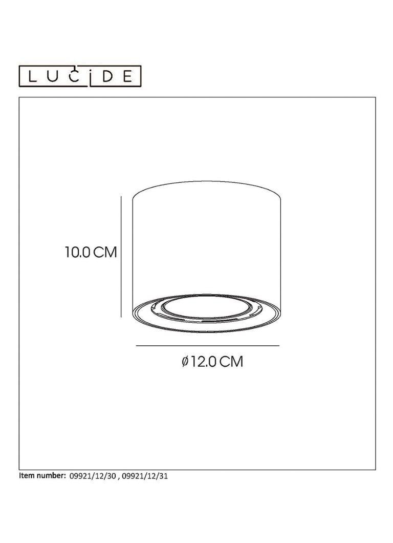 Spot LED rond Lucide Fedler à intensité variable (chaud) Ø12 cm