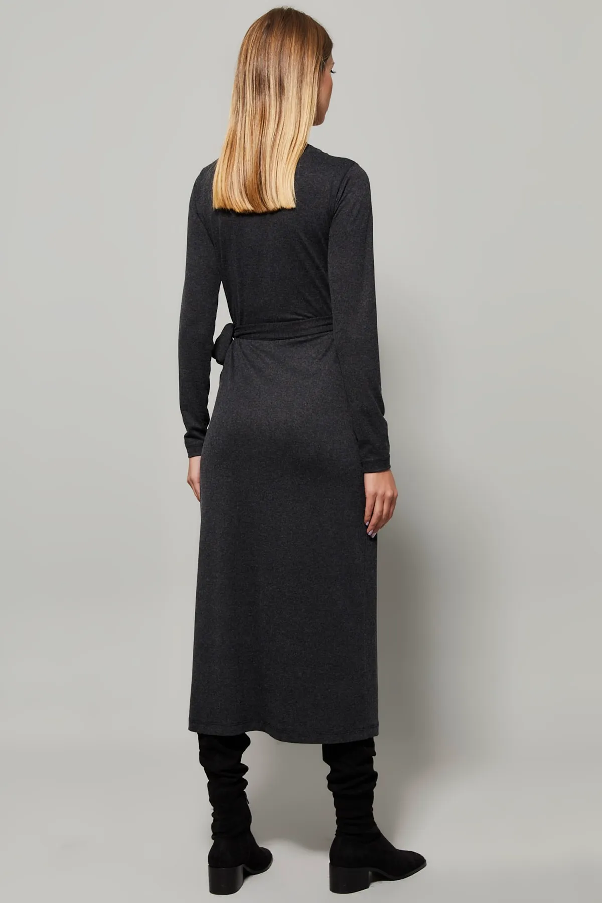 Cool & Sexy  Anthrazitfarbenes zweireihiges Maxikleid für Damen EY1135