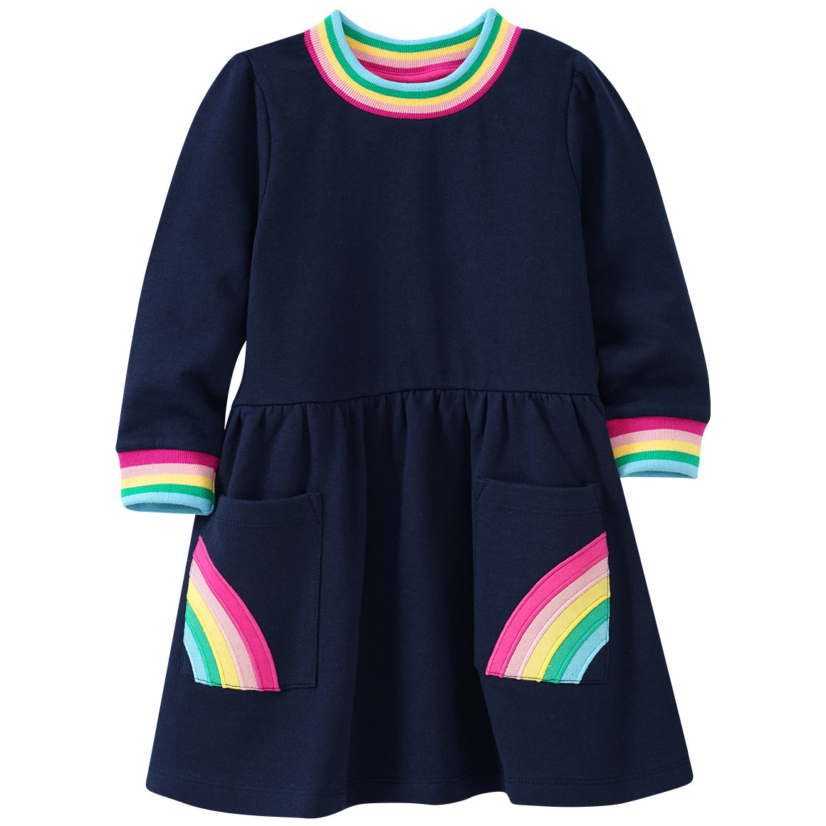 Mädchen Sweatkleid mit bunten Bündchen