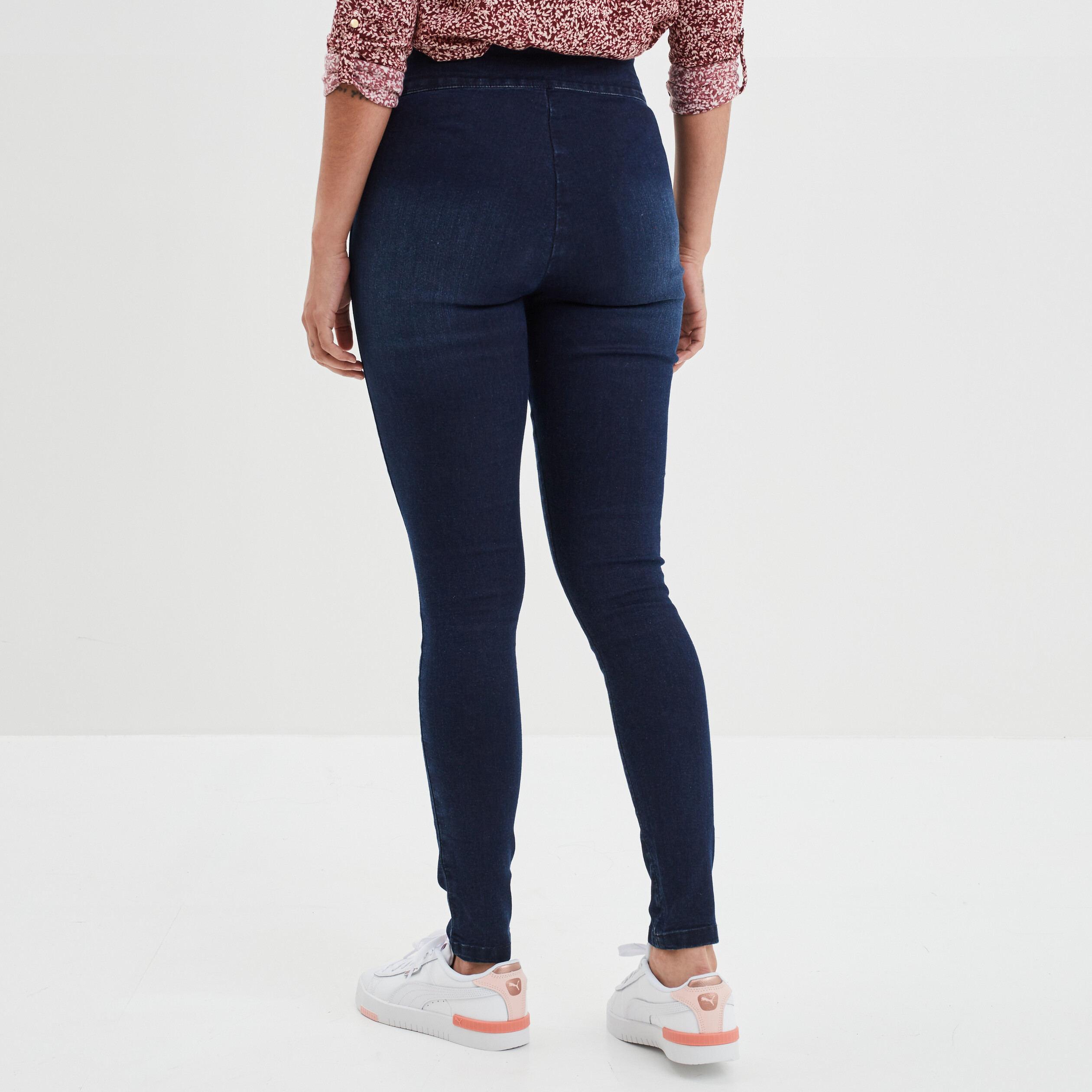 Jegging slim taille haute denim blue black femme | La Halle