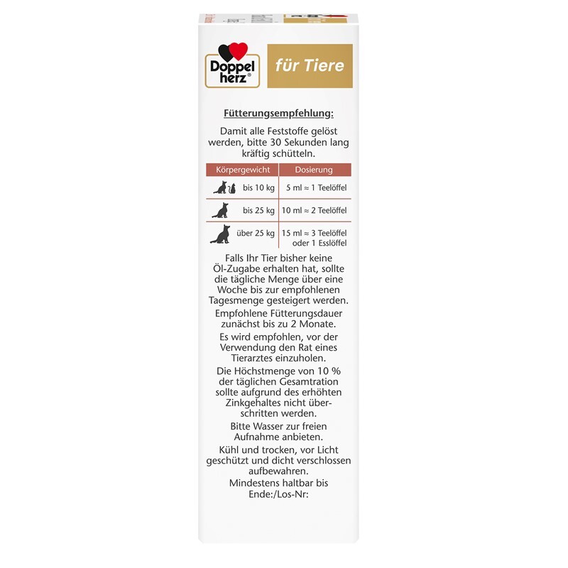 Doppelherz Ergänzungsfutter & Aufzucht Doppelherz Haut & Fell Öl Omega-3 250 ml