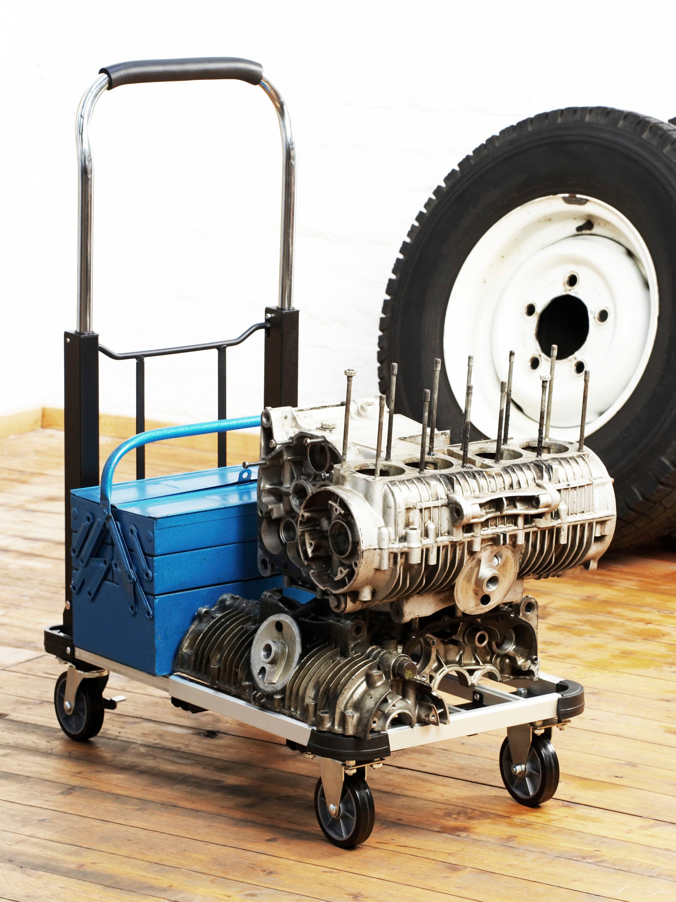 meister Transportwagen Klappwagen Alu / 8985590, bis 150 kg Tragkraft, Feststellbremse, höhenverstellbarer Griff