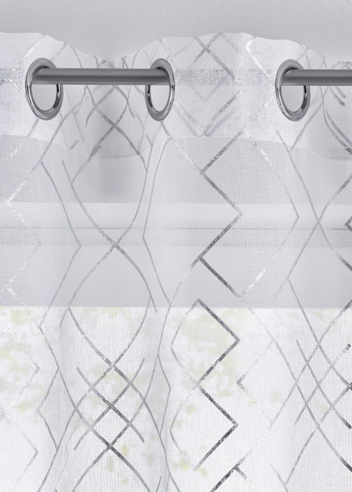 Gardine mit Glanzdruck (2er Pack)