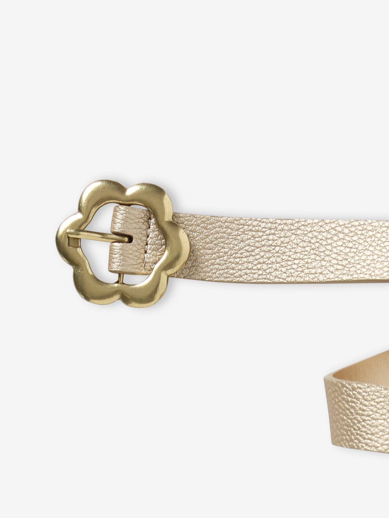 Ceinture dorée fleur fille beige irisé