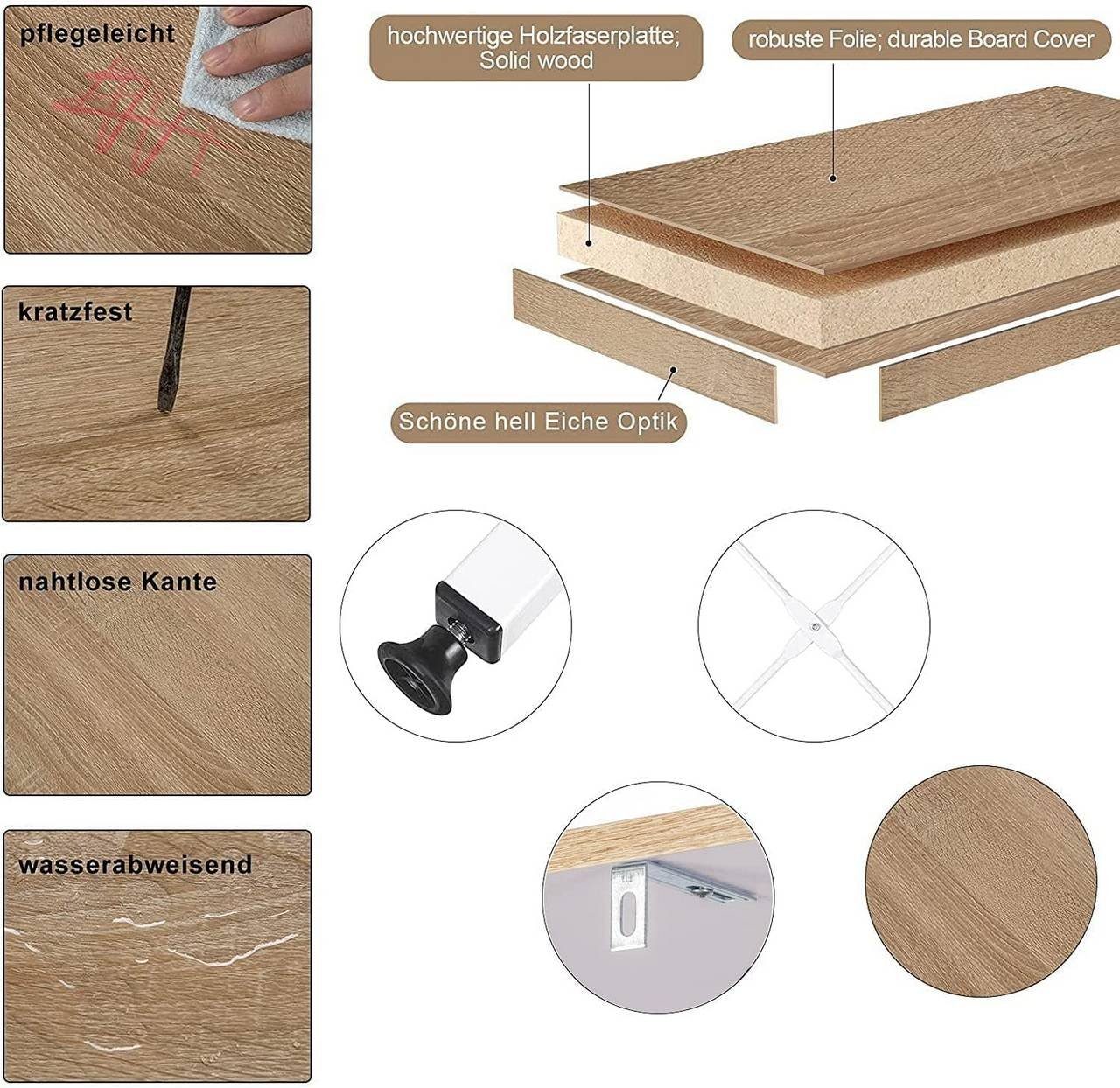 Woltu Bücherregal, 1-tlg., Hochregal Standregal Holz mit 6 Ablagen Badregal