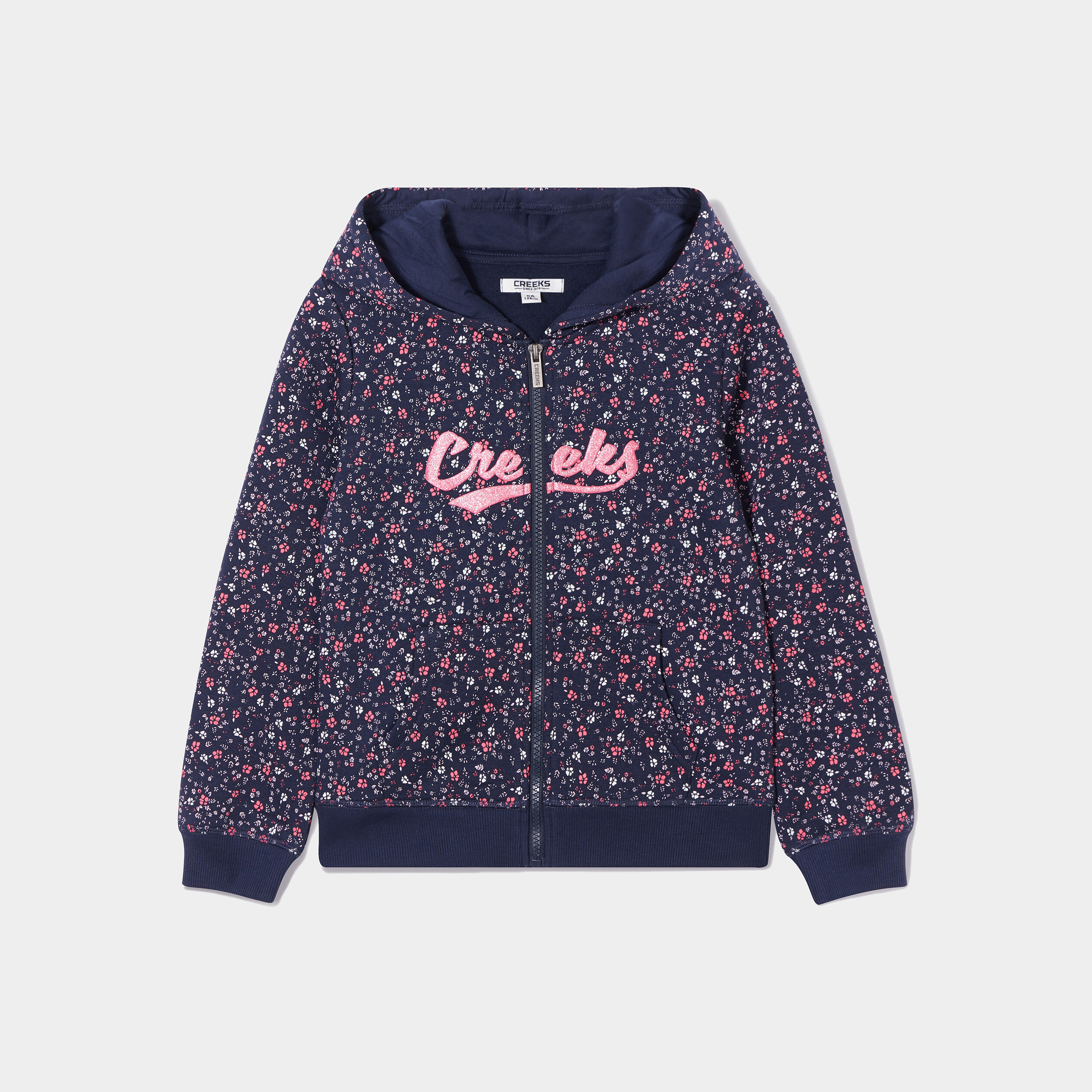 Sweat zippé à capuche Creeks bleu marine fille | La Halle