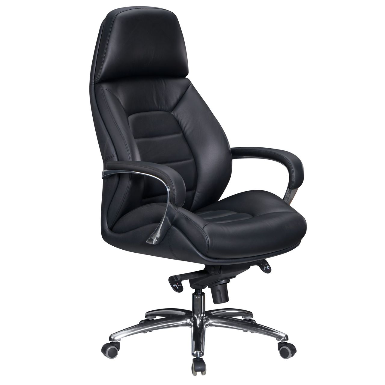 Amstyle Bürostuhl Echtleder Schwarz 120 kg