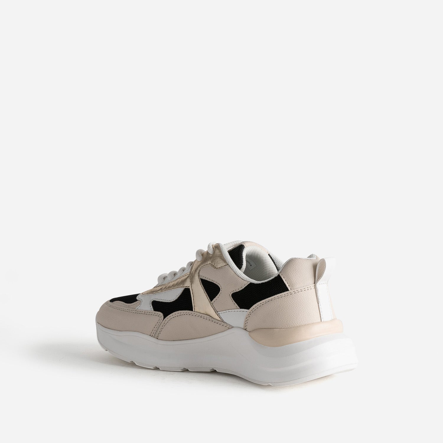 Tennis TEXTO noire, beige, blanche et dorée