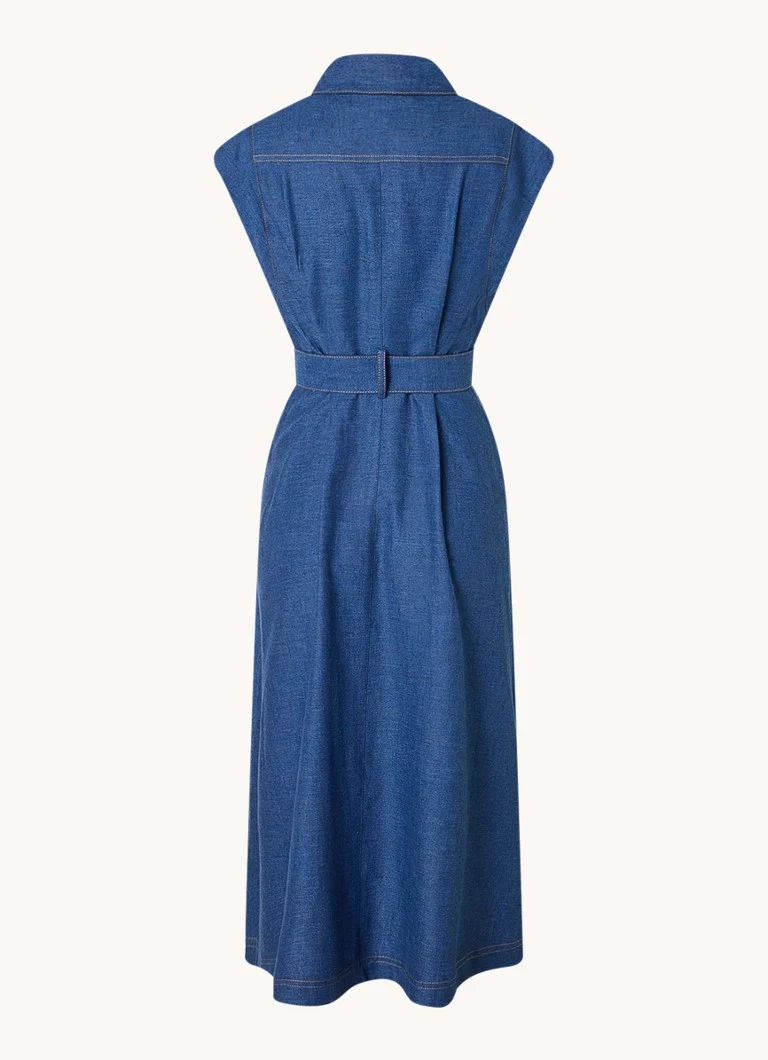 Vestido midi Phase Eight Luiza de mezcla de lino con cinturón de lazo.