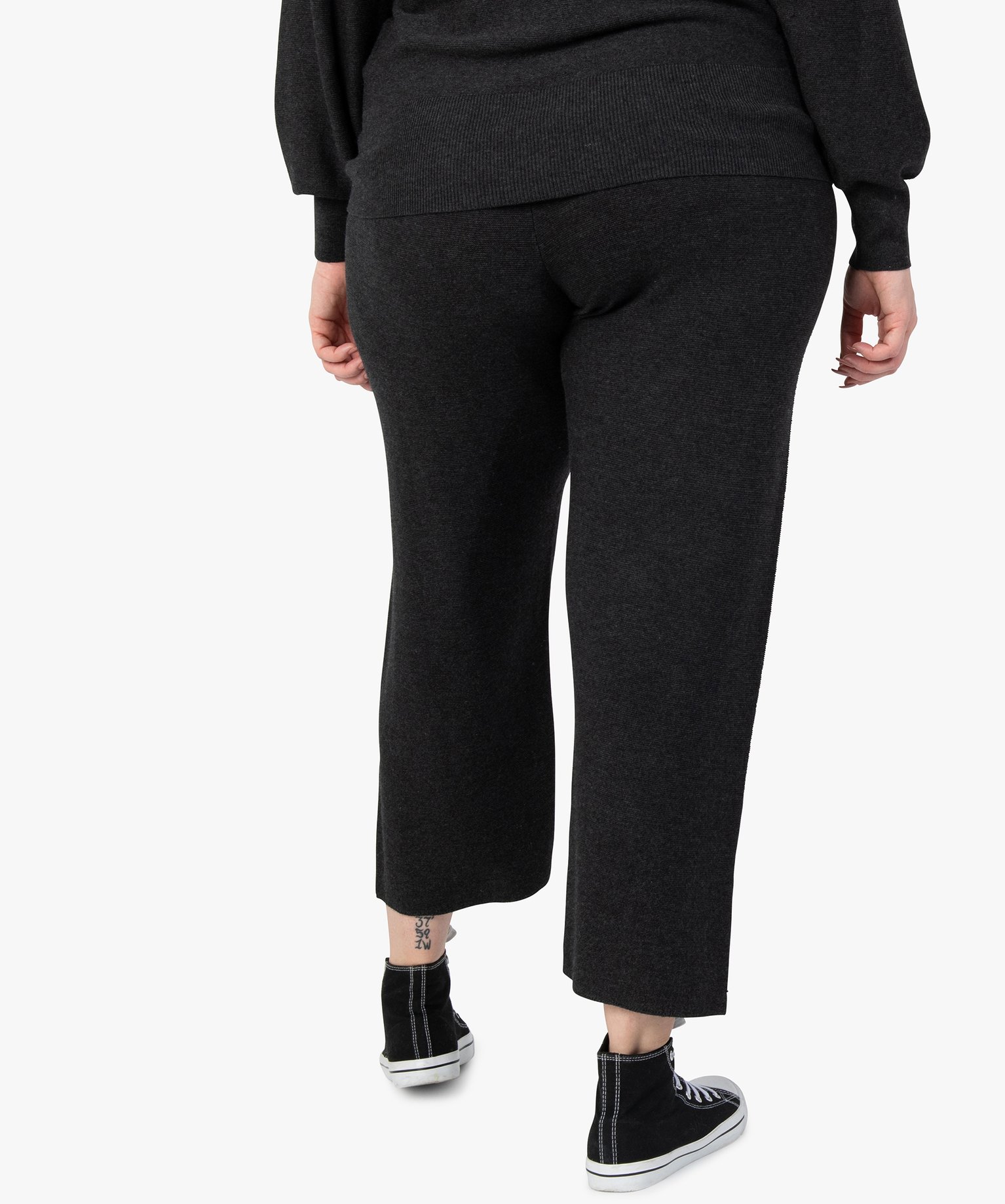 Pantalon femme grande taille en maille souple avec large cei... gris clair | GEMO